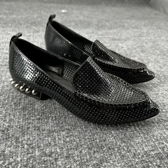 Jeffrey Campbell Barnett Black Studded Loafers Perforated Size 7 - Picture 2 of 2